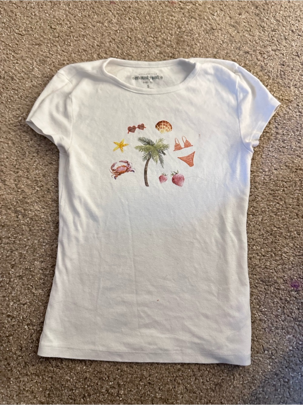 Womens White Tropical Graphic Tee - Shirts & Tops